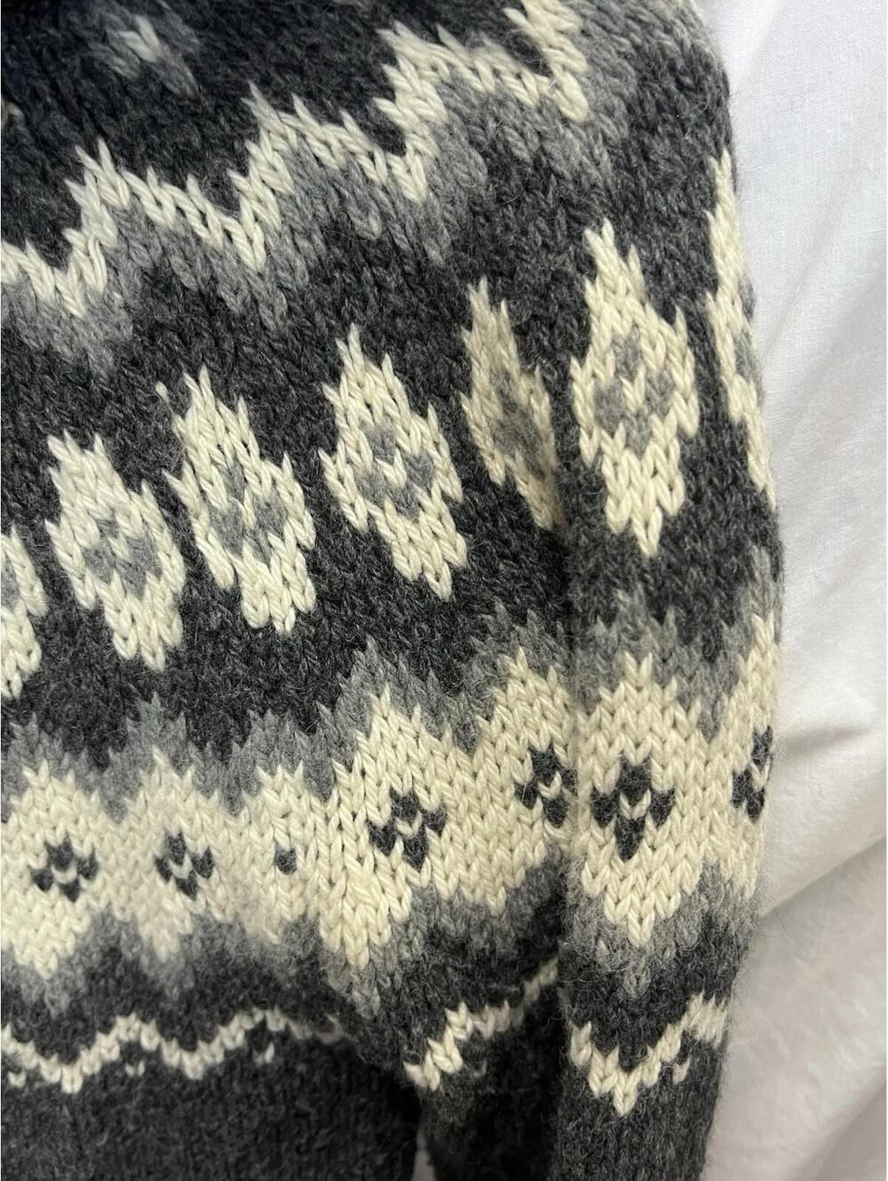 Aerie Womens Nordic Fisherman Cardigan Sweater Knit Grandpa Vintage Winter MED - Picture 7 of 9